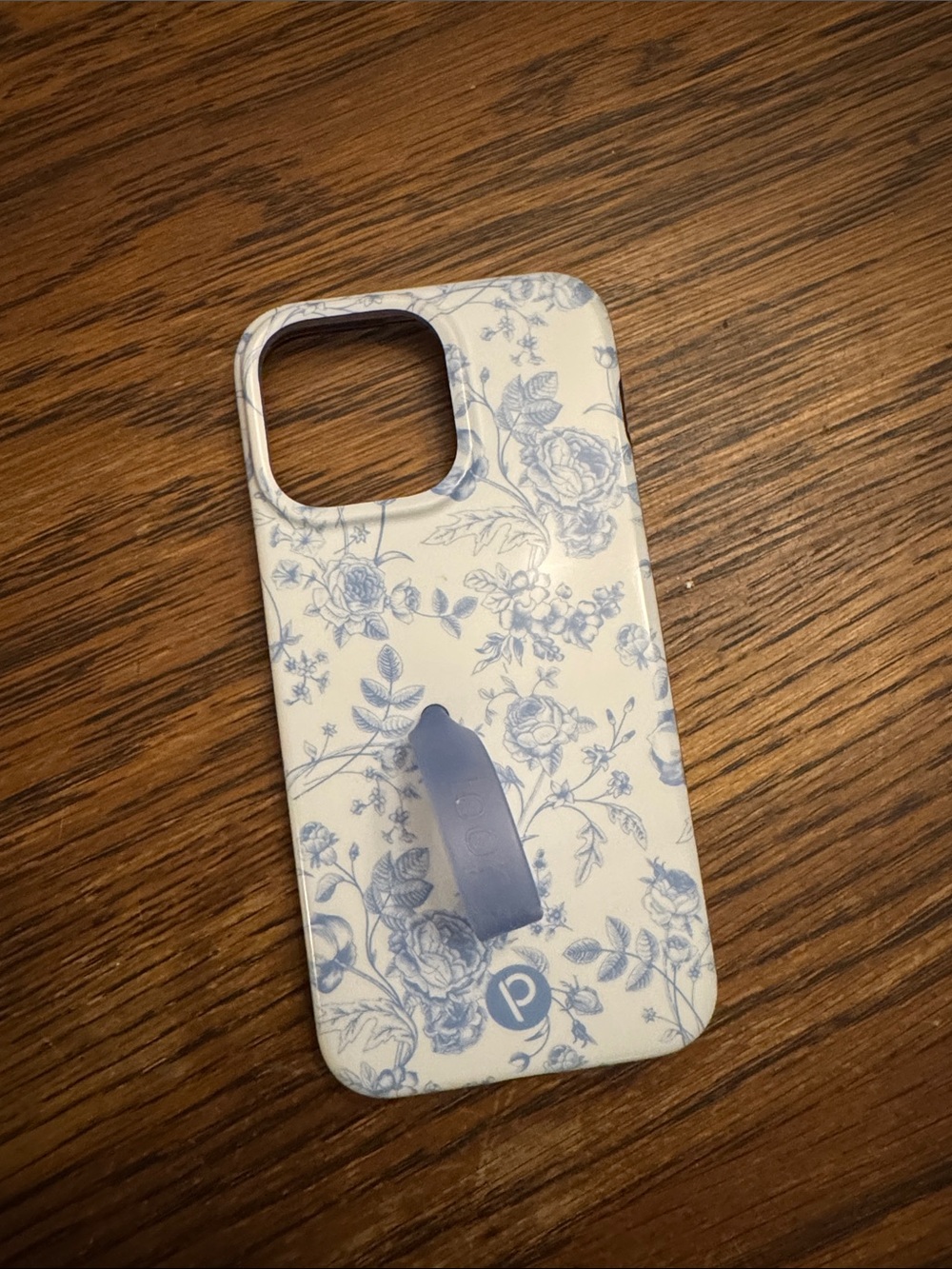Loopy Case White Phone Case with Blue Floral Print and Loop Grip